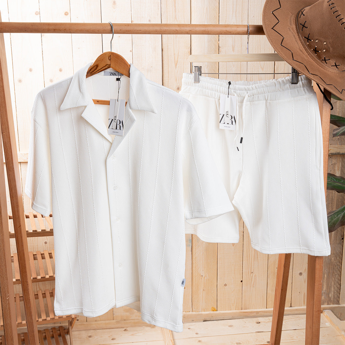 ZARA. Shirt + Short Suit