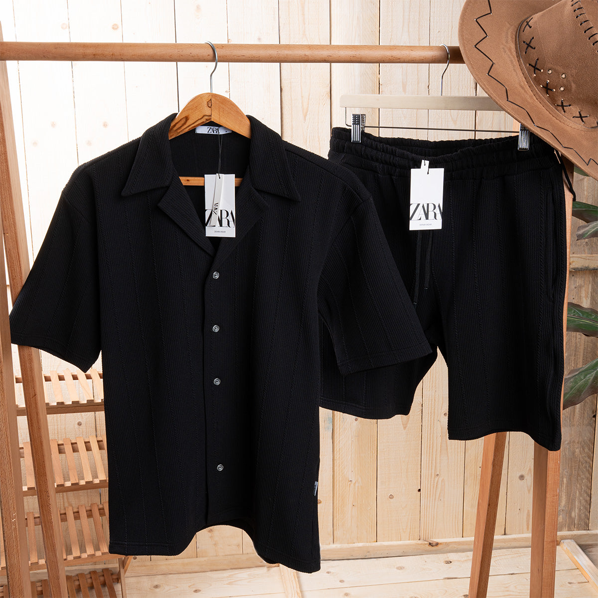 ZARA. Shirt + Short Suit