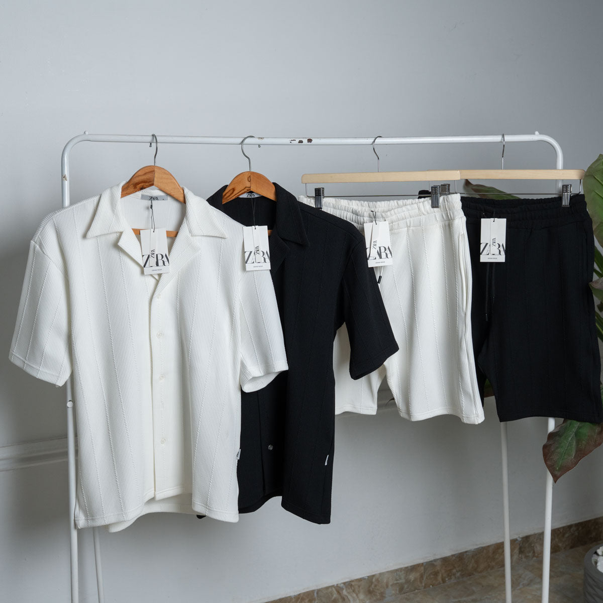 ZARA. Shirt + Short Suit